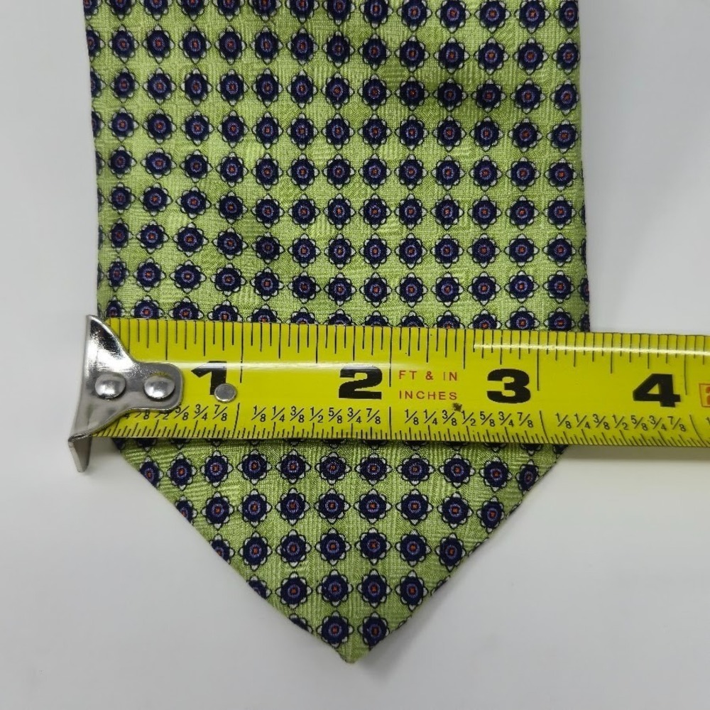 JZ Richards Lime Green/Blue Geometric‎ 100% Silk Tie Handmade in USA - Picture 3 of 6